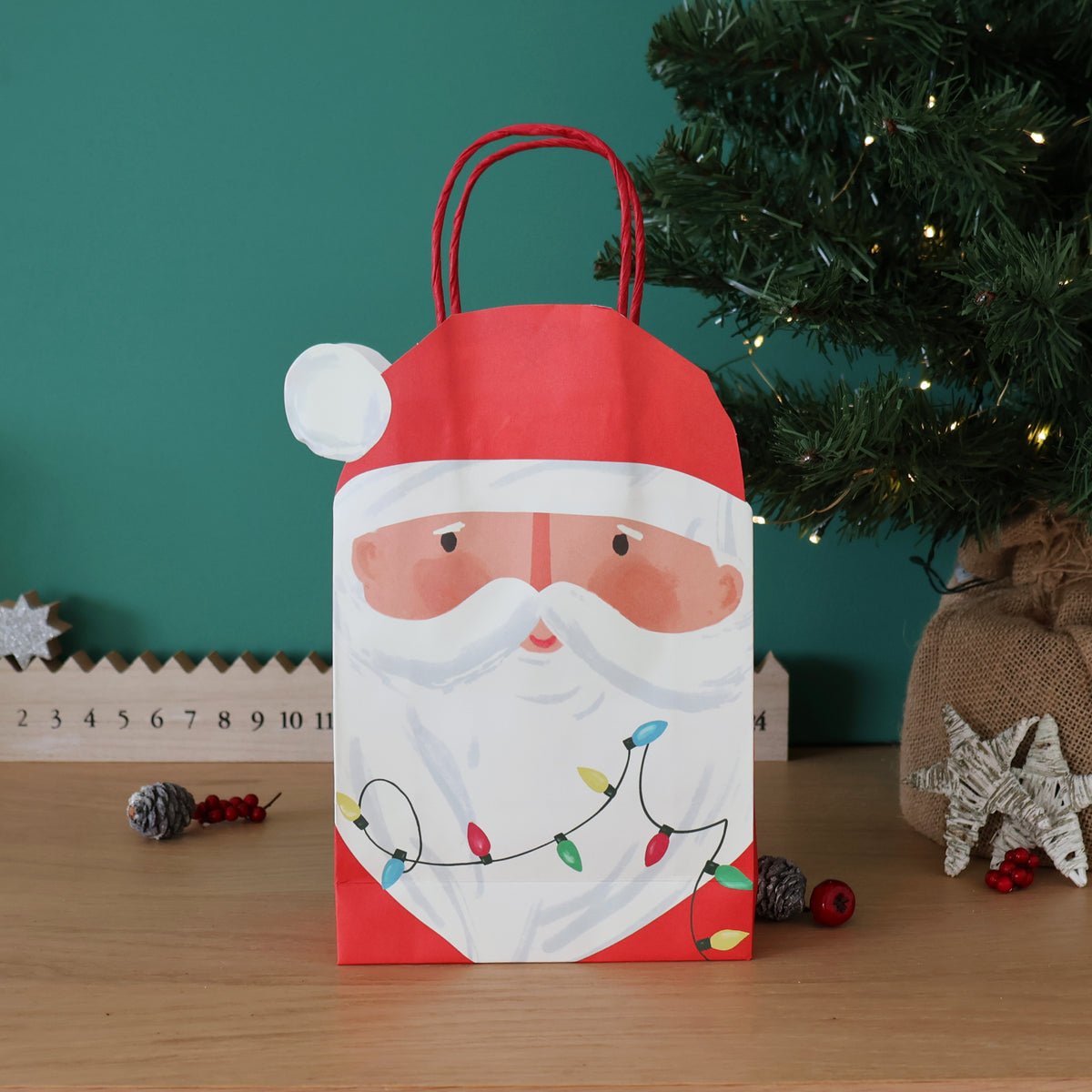 Santa Christmas Gift Bags x 8