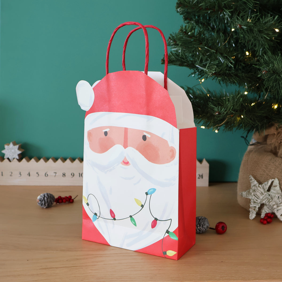 Santa Christmas Gift Bags x 8