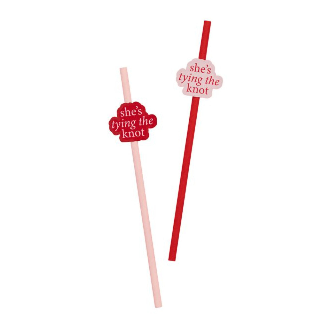 Pink & Red She's Tying The Knot Hen Party Straws x 16