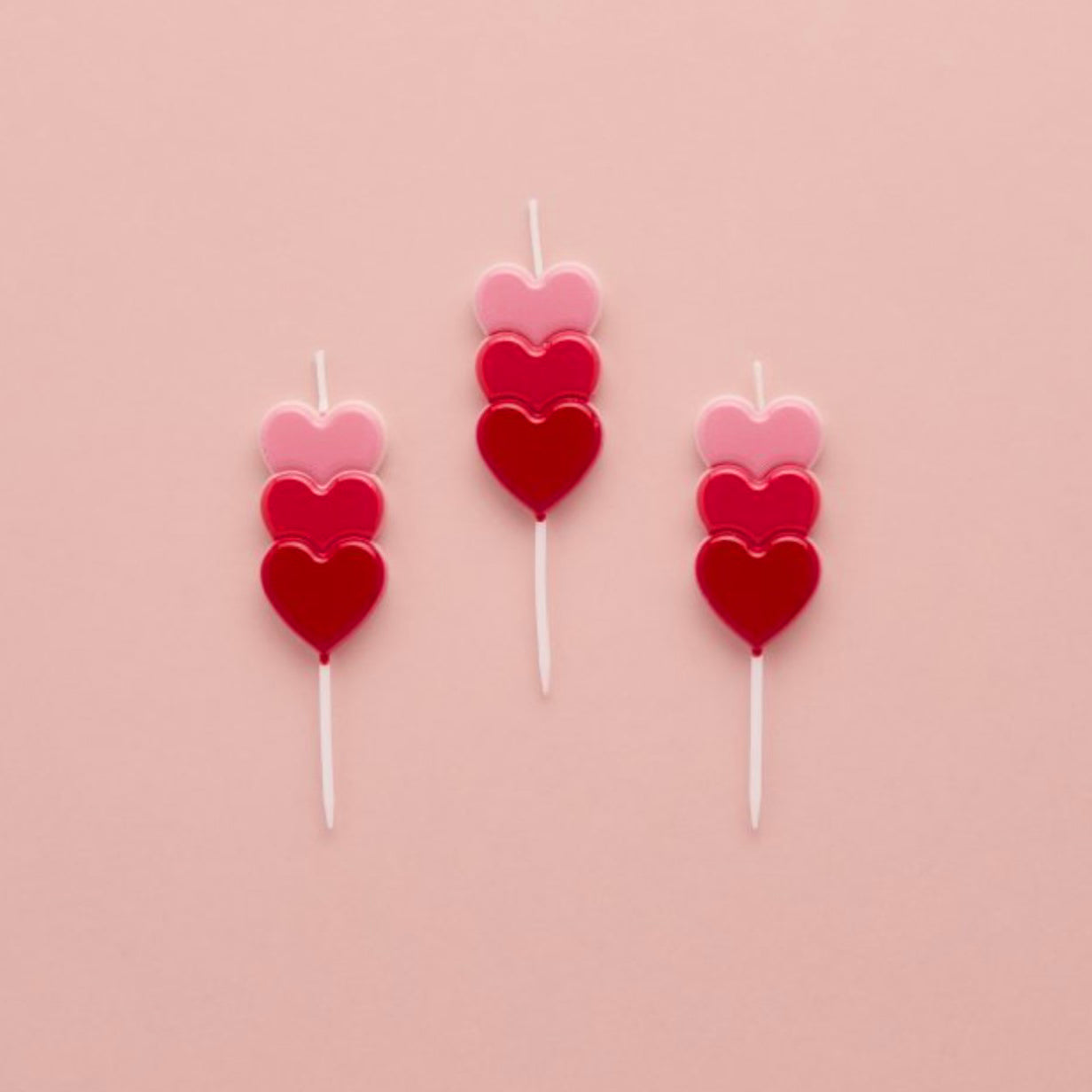 Stacked Heart Candles - Pack of 3