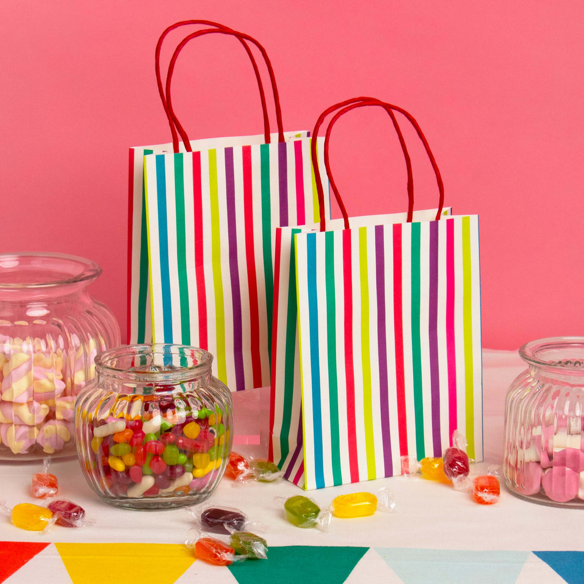 Multi Coloured Stripes Party Bags x 8