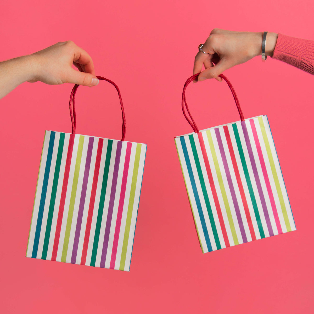 Multi Coloured Stripes Party Bags x 8