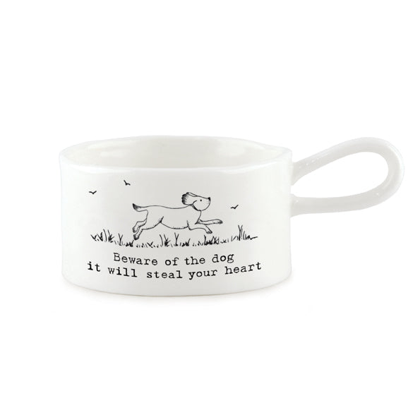 East of India Handled Tealight Holder 'Beware of the dog, it will steal your heart'