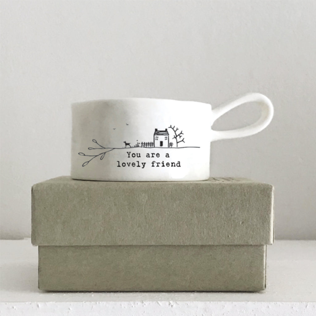 East of India Tea Light Holder 'You are a lovely friend'