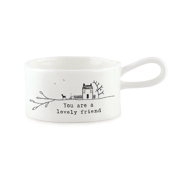 East of India Handled Tealight Holder 'You Are a Lovely Friend'