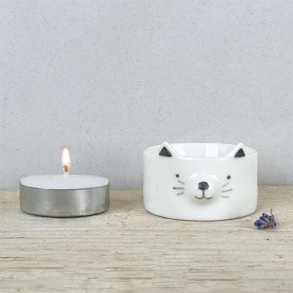 East of India Cat Tealight Holder, Home is where the cat is, Gift Boxed