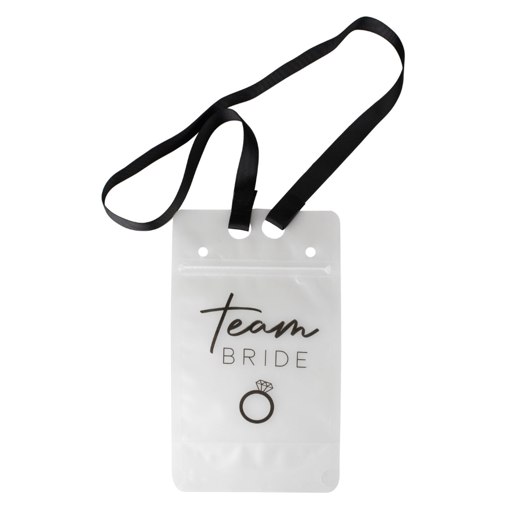 Team Bride Hen Party Drink Pouch with Straw and Lanyard x6