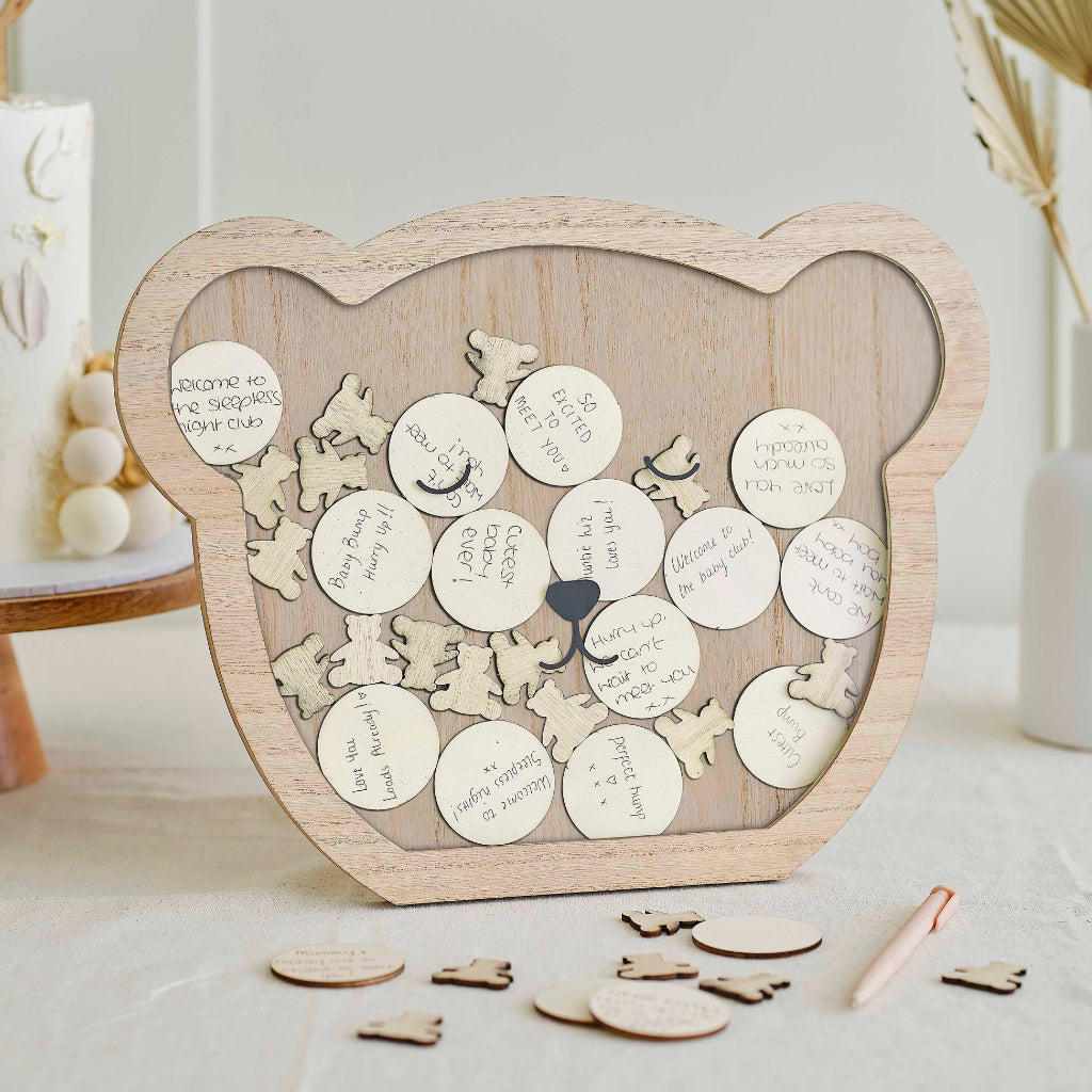 Wooden Teddy Bear Baby Shower Guest Book