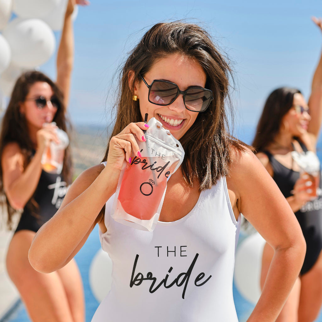 The Bride Hen Party Drink Pouch with Straw and Lanyard