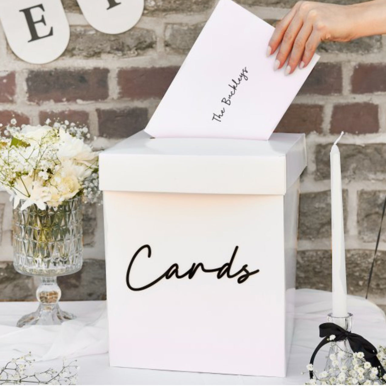Wedding Cards Box with Black Acrylic Letters
