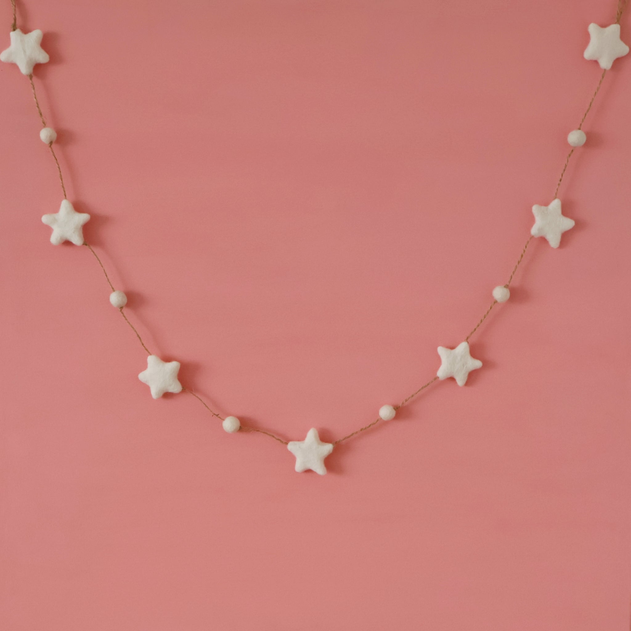 East of India White Felt Star Scandi Style Garland