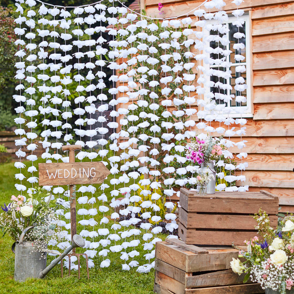 White Flower Curtain Backdrop