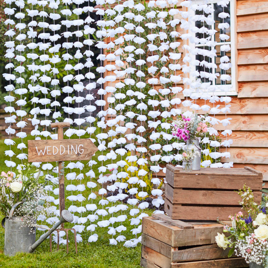 White Flower Curtain Backdrop