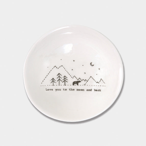 East of India Small Trinket Dish 'Love you to the moon and back'