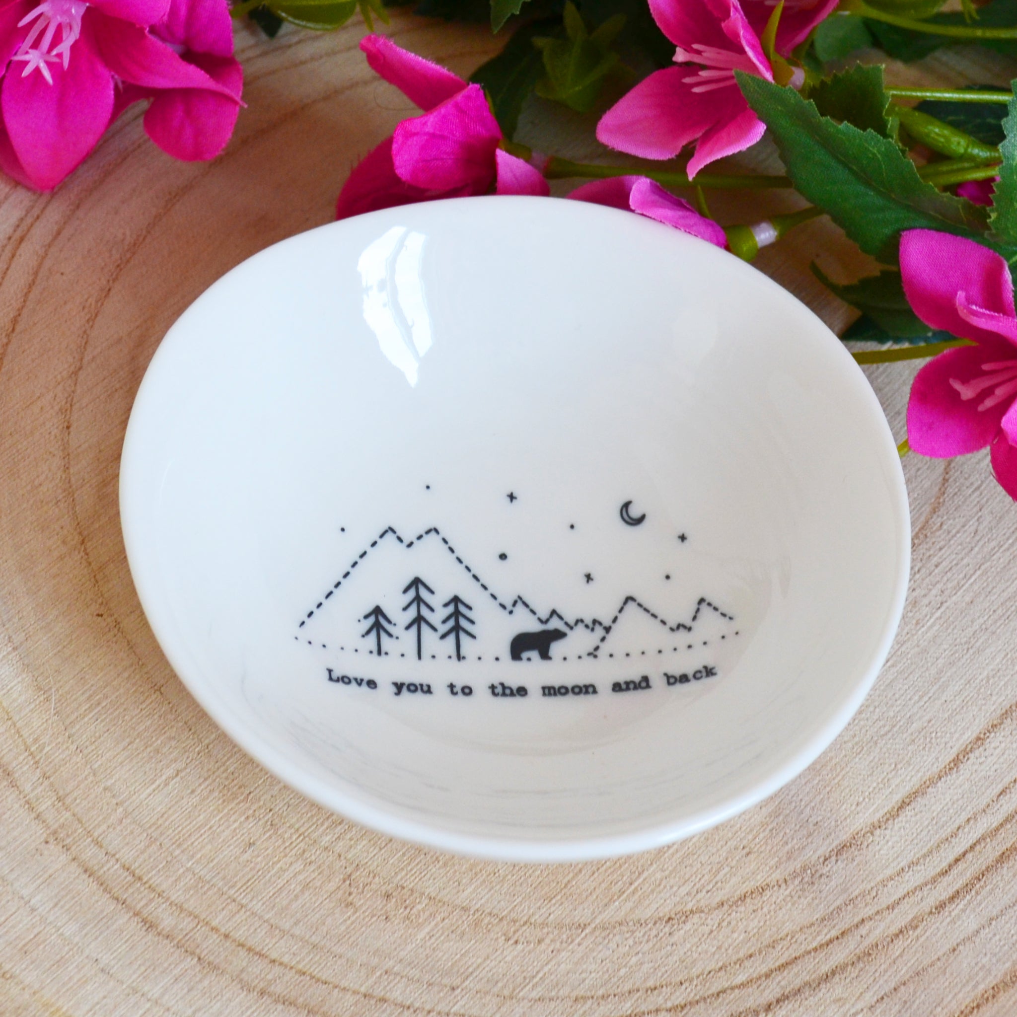 East of India Small Trinket Dish 'Love you to the moon and back'