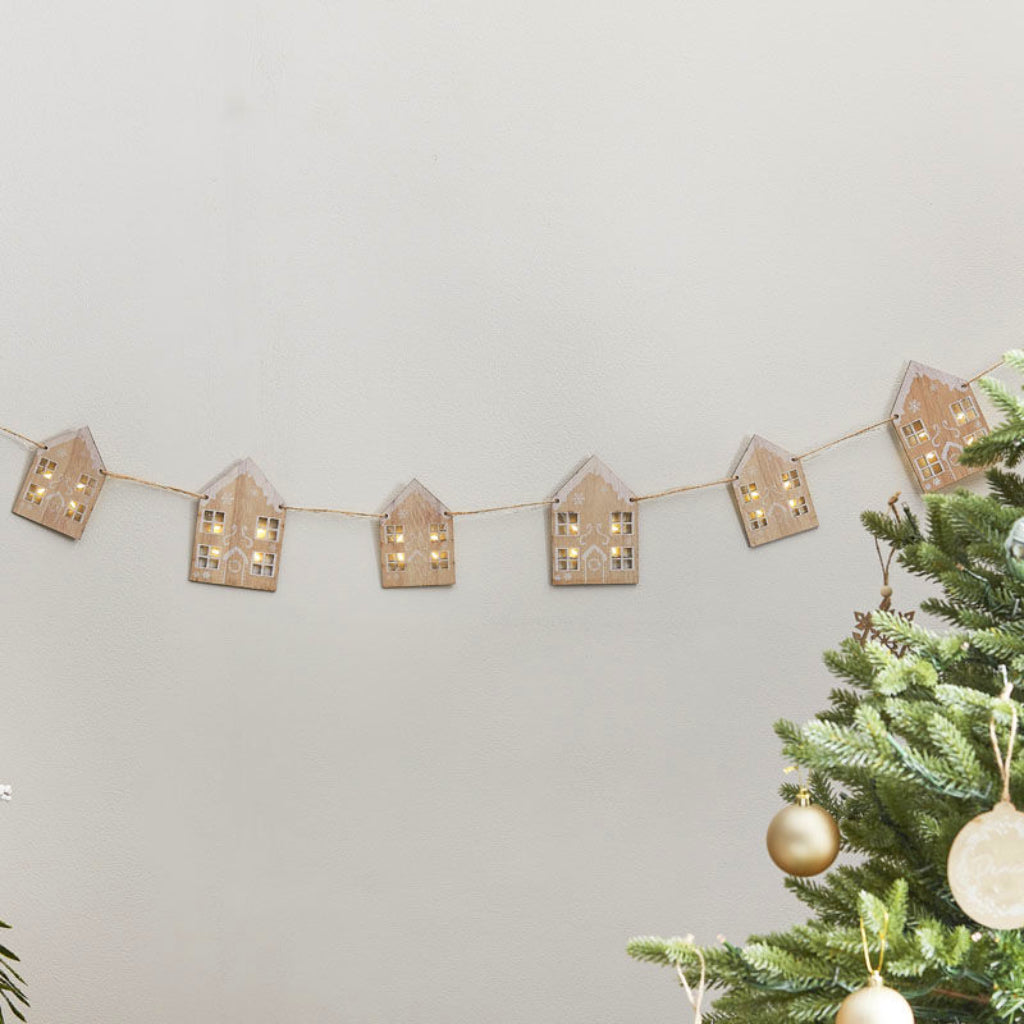 Gingerbread House Christmas Bunting with Led Lights