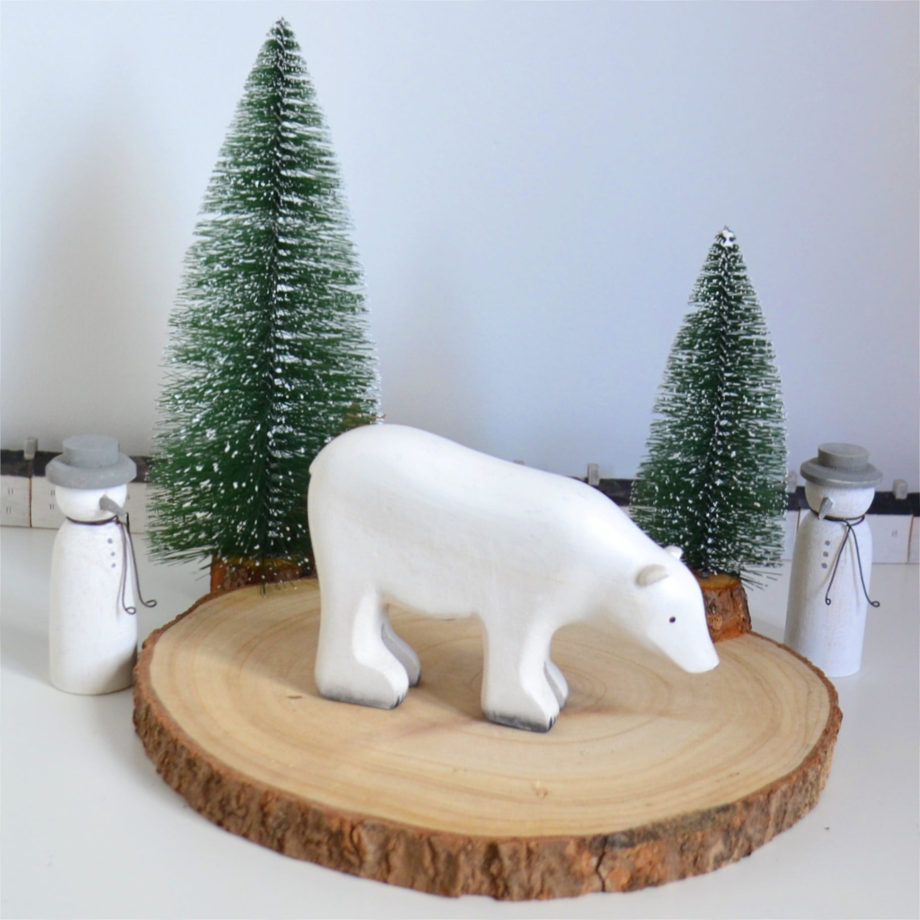 White Wooden Polar Bear - East Of India