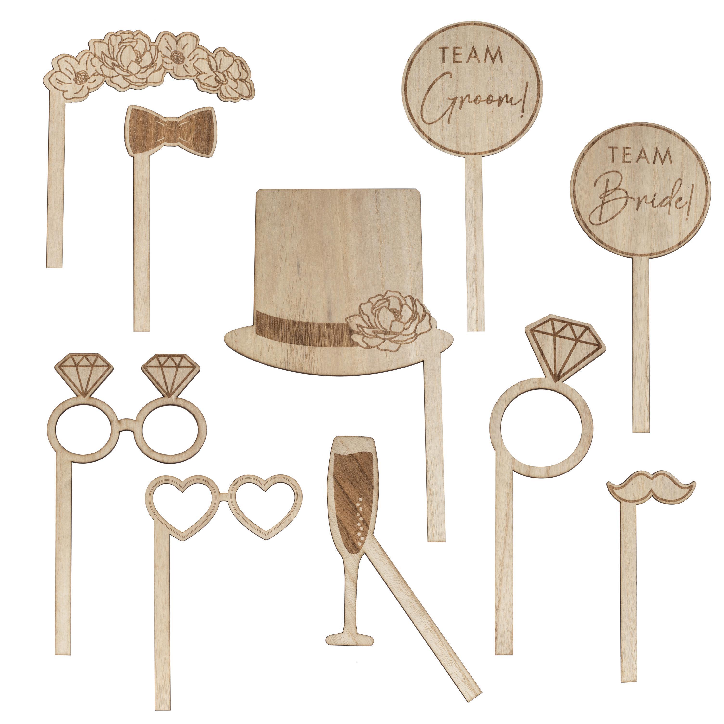 Wooden Wedding Photo Props x 10