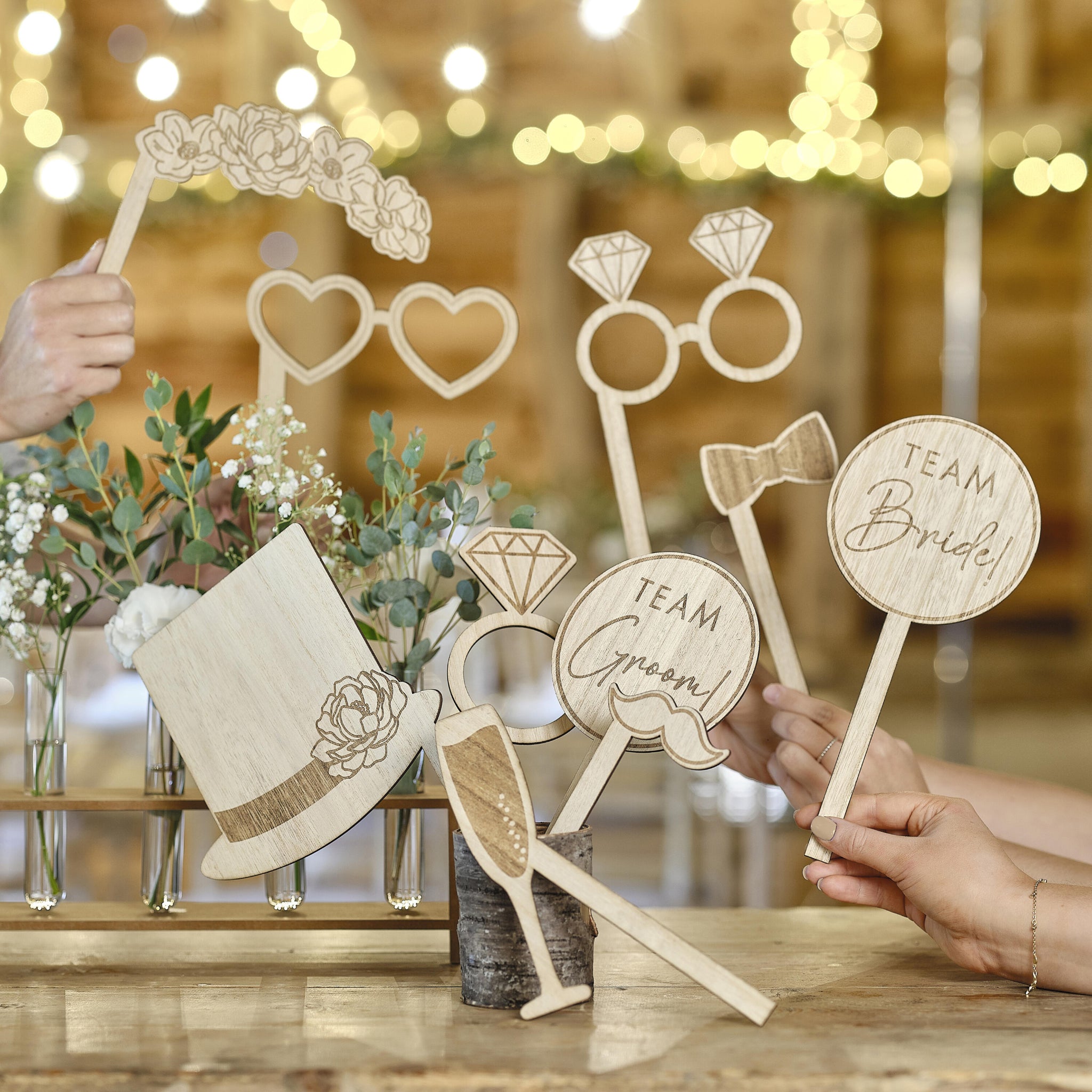 Wooden Wedding Photo Props x 10