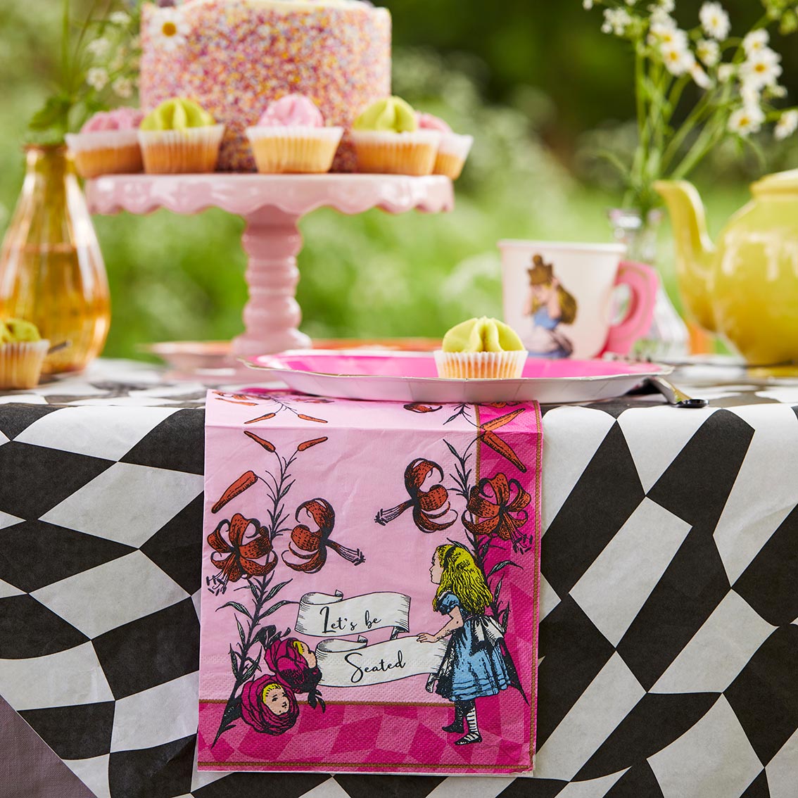 Alice in Wonderland Pink Paper Napkins