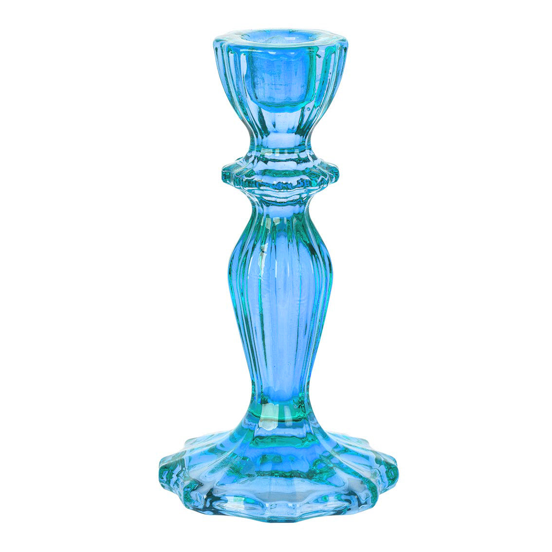 Blue Glass Candle Holder - Talking Tabless