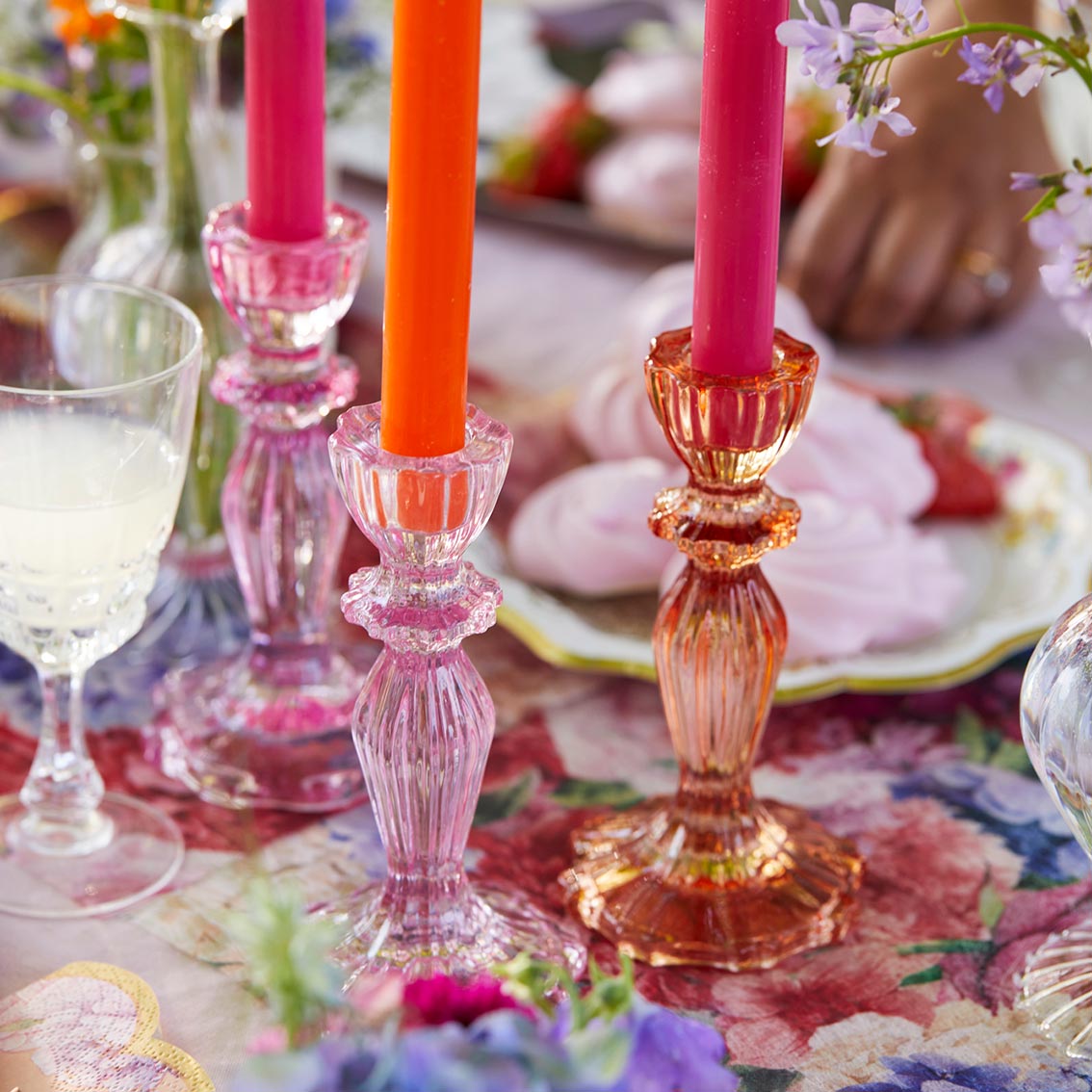Pink Glass Candle Holder - Talking Tables