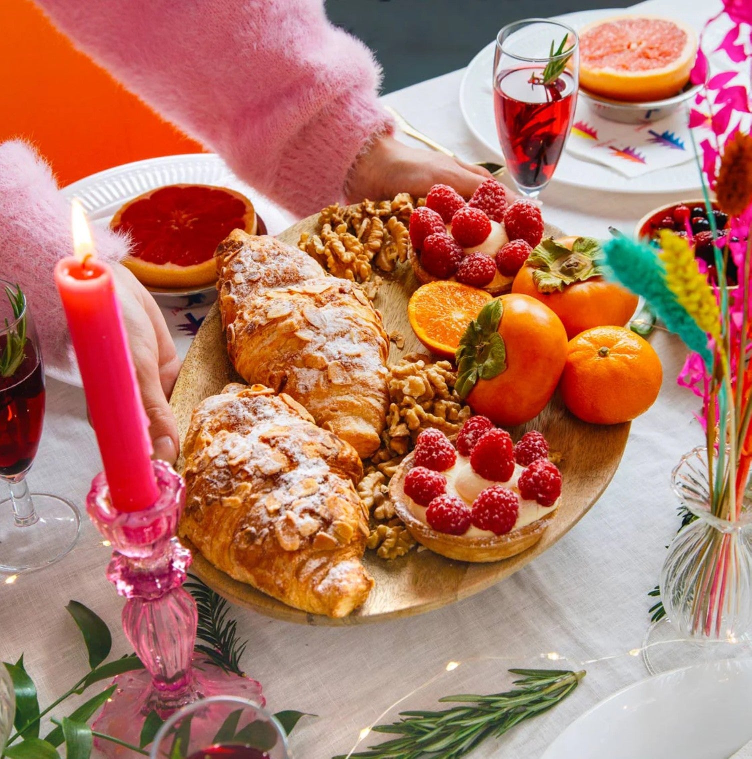 Pink Glass Candle Holder - Talking Tables