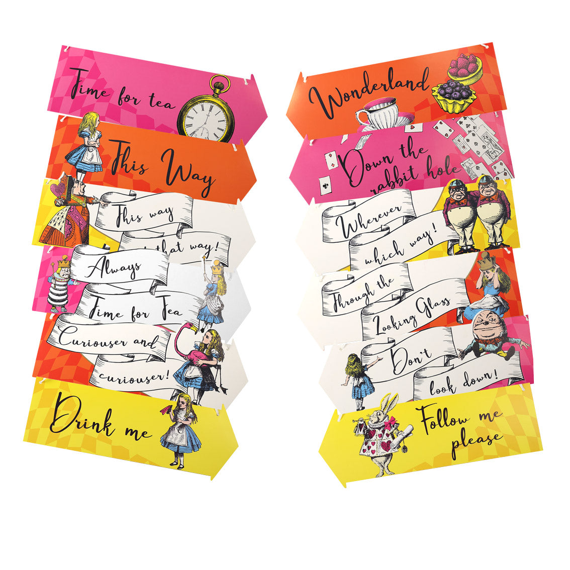 Alice in Wonderland Hanging Card Signs x 12