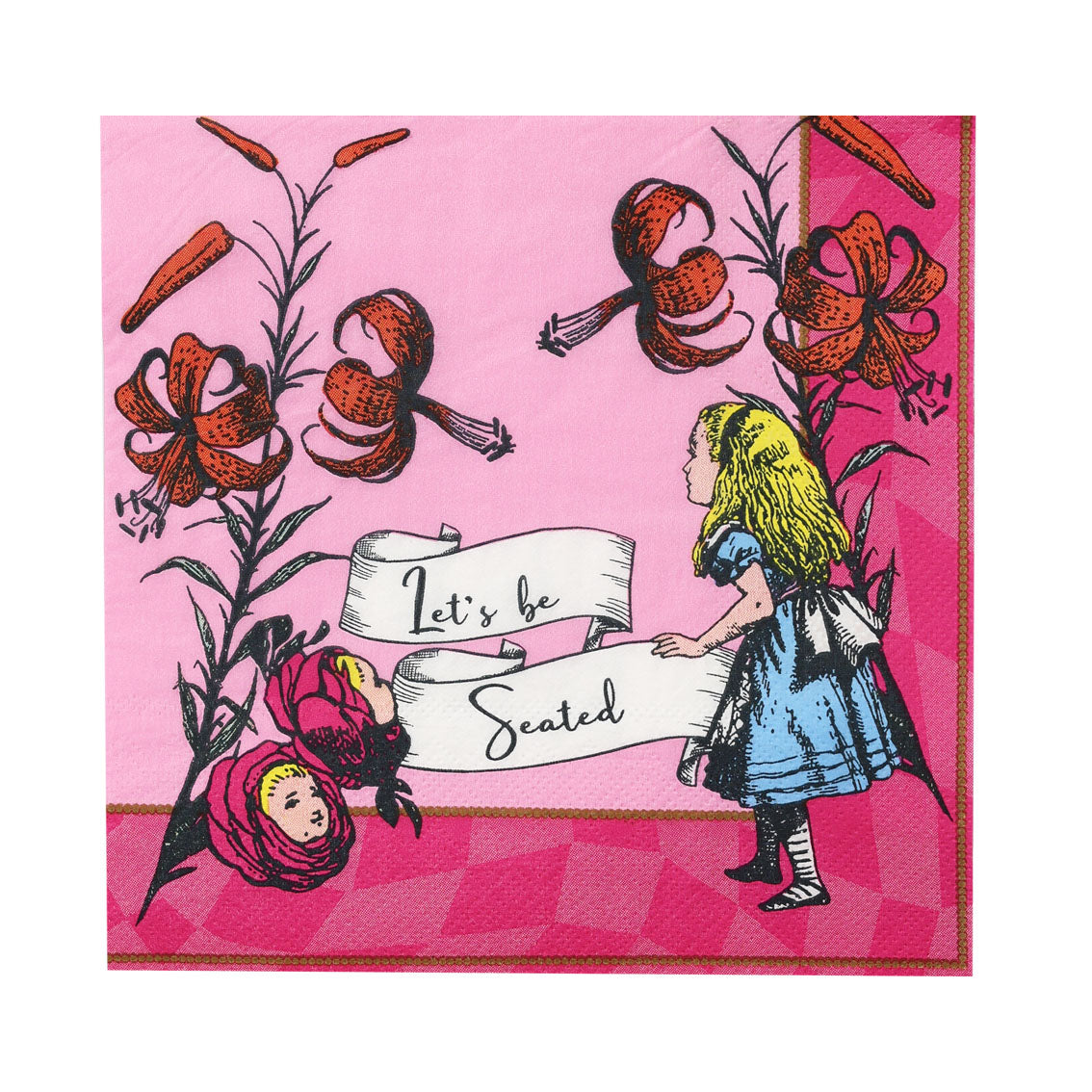 Alice in Wonderland Pink Paper Napkins