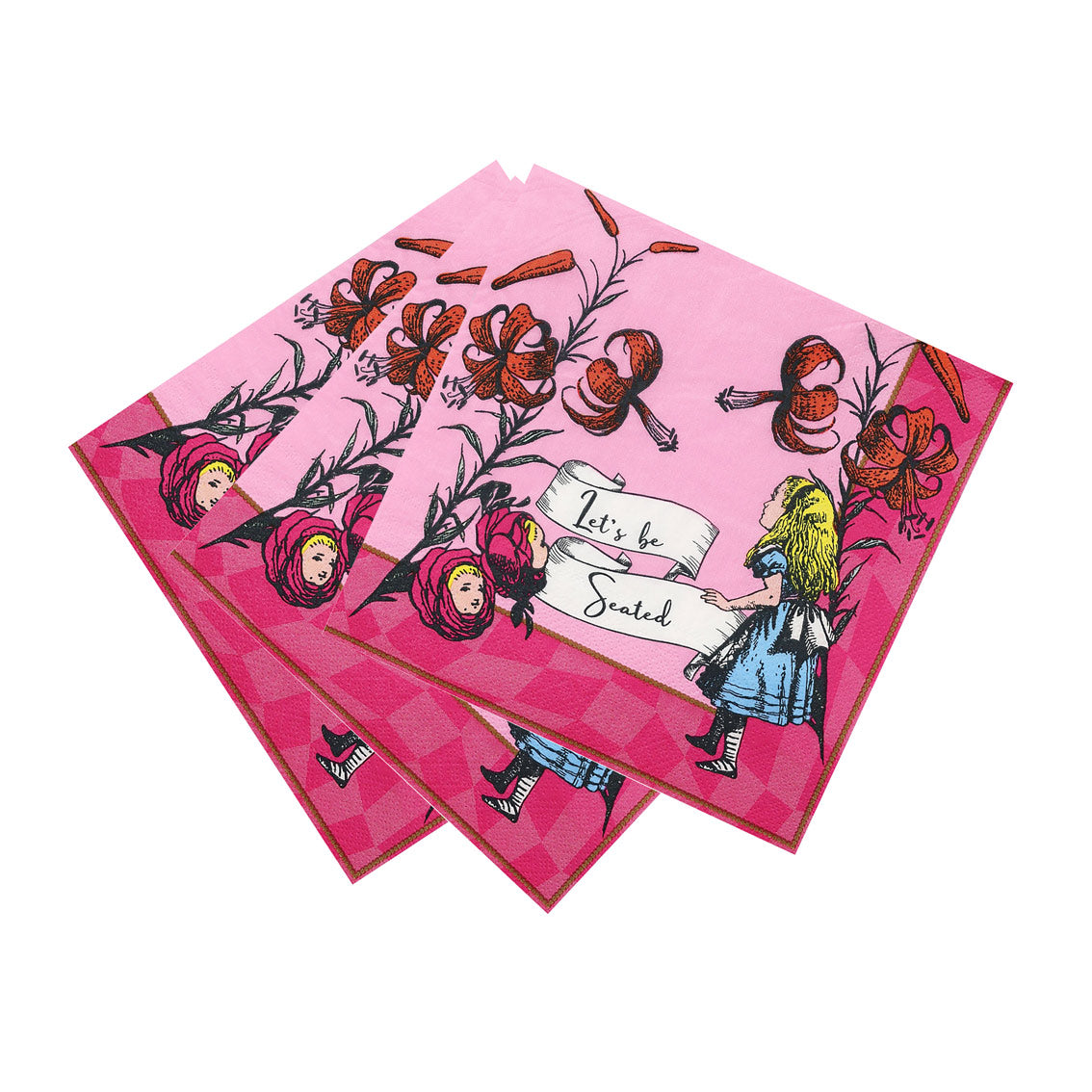 Alice in Wonderland Pink Paper Napkins