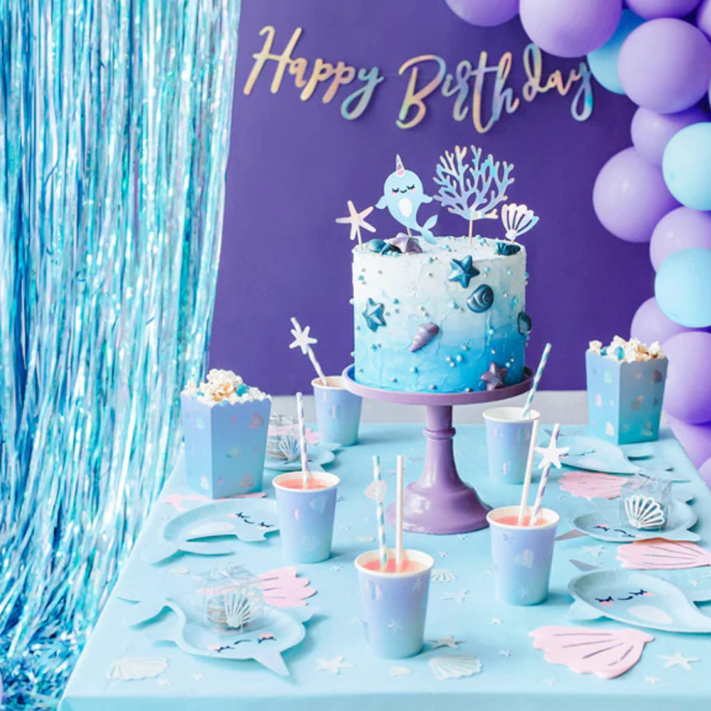 Matte Blue Foil Fringe Party Curtain