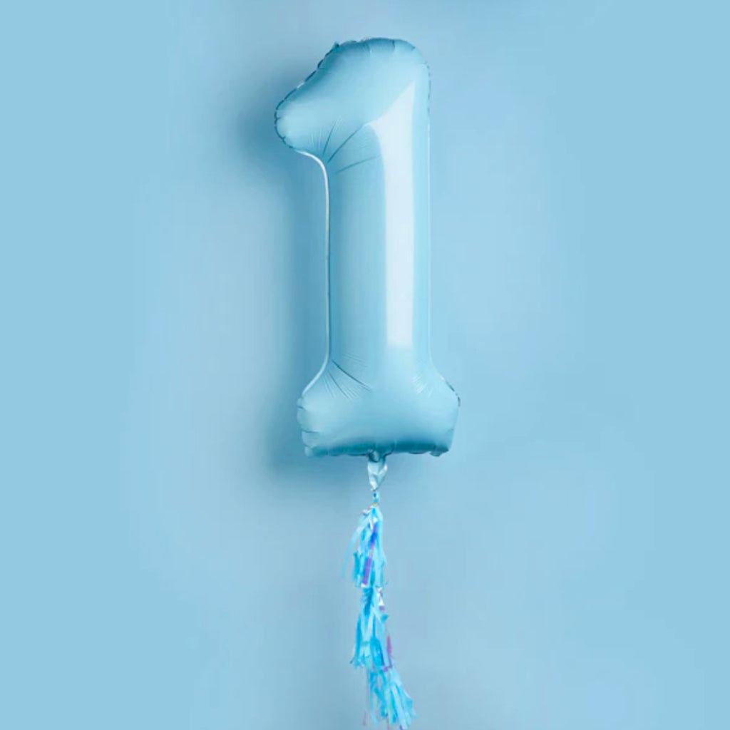 Giant Blue Number 1 Balloon with Tassels