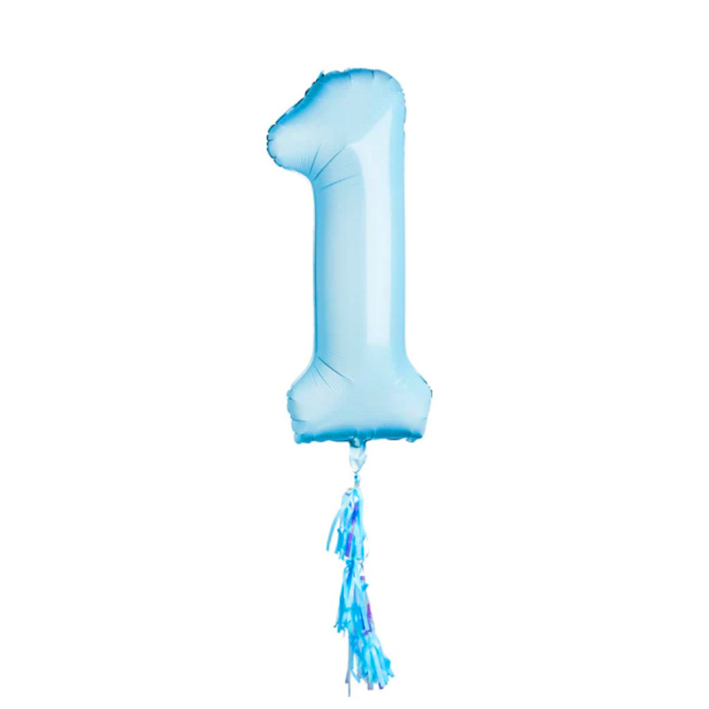 Giant Blue Number 1 Balloon with Tassels