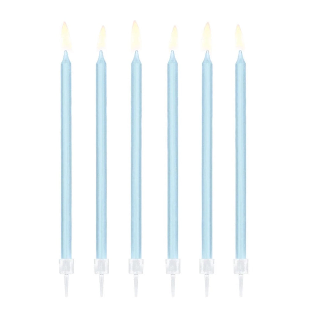 Tall Blue Birthday Candles (x12)