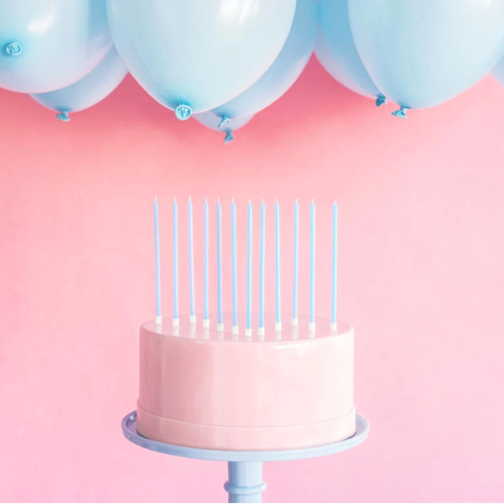 Tall Blue Birthday Candles (x12)