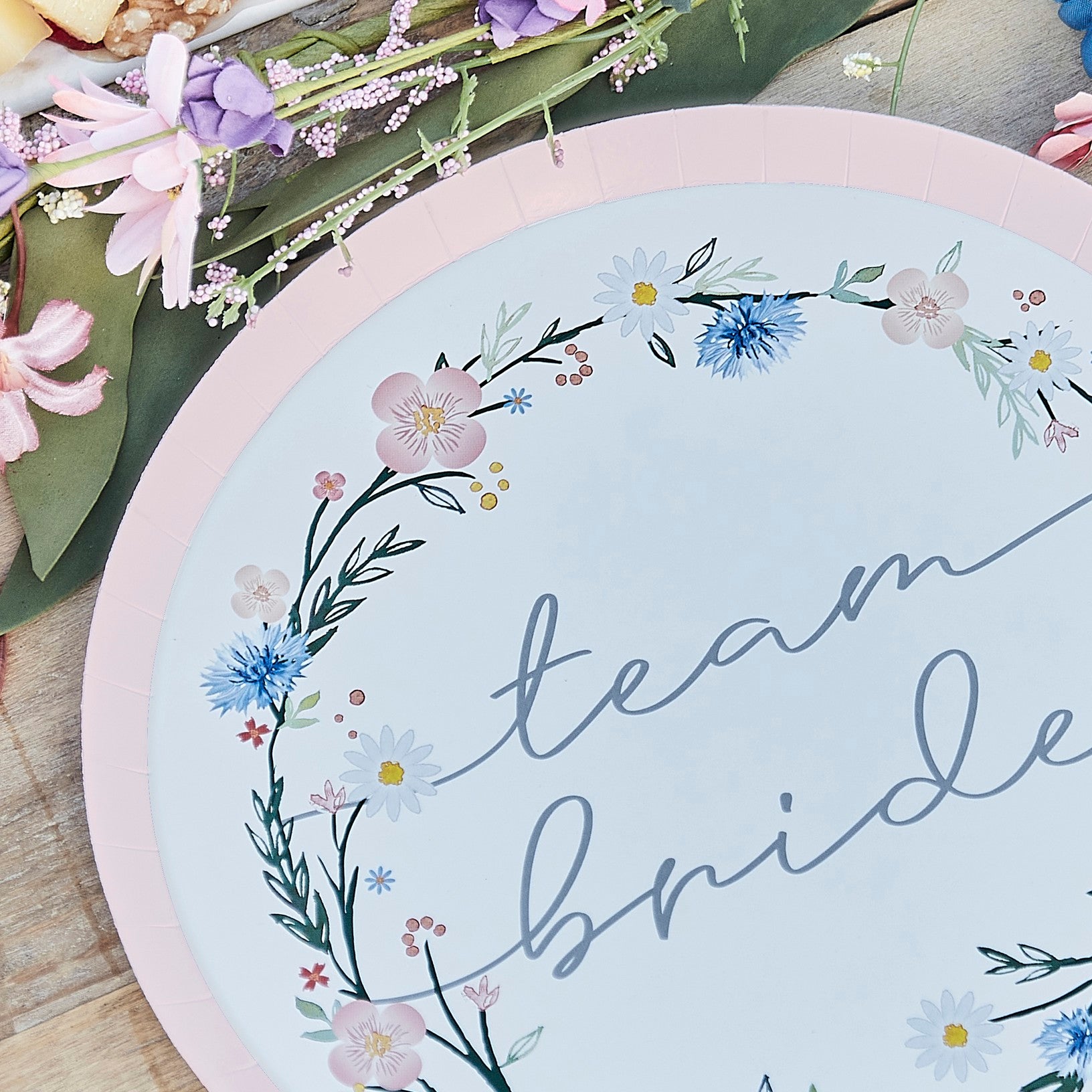 Floral Team Bride Hen Party Plates (x8)