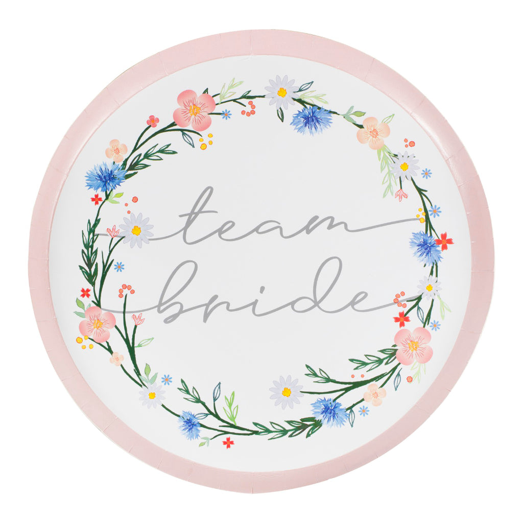 Floral Team Bride Hen Party Plates (x8)