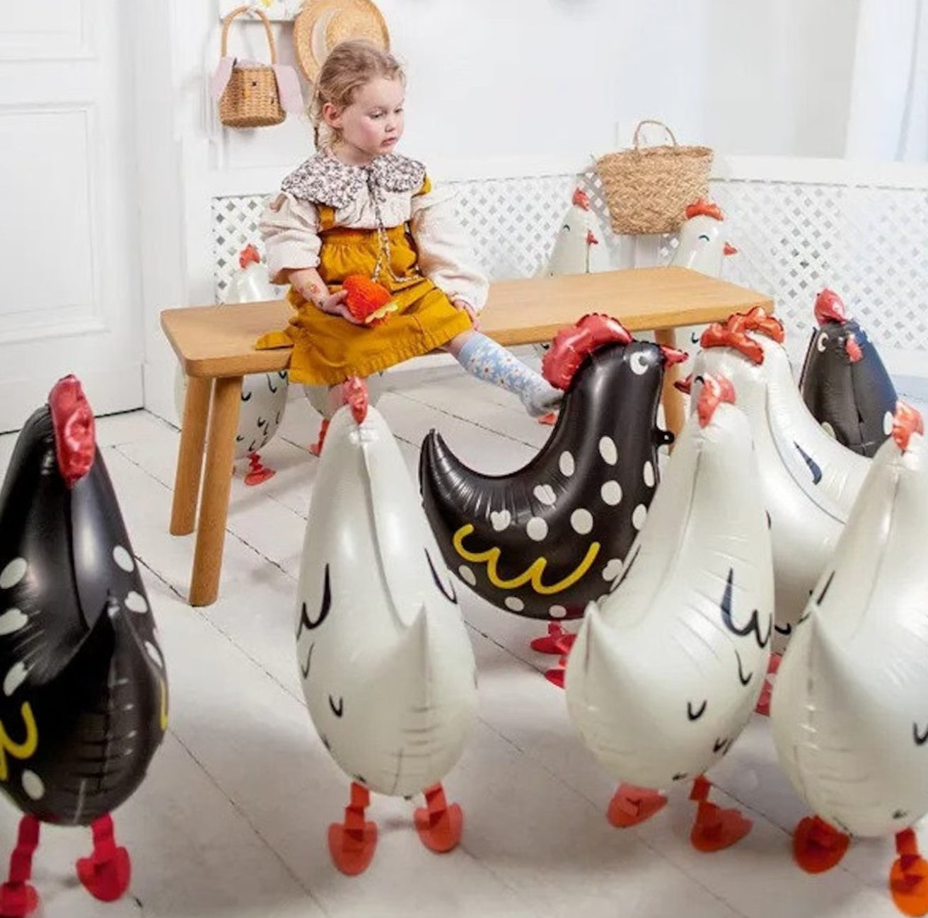 Adorable Black or White Walking Chicken Balloon