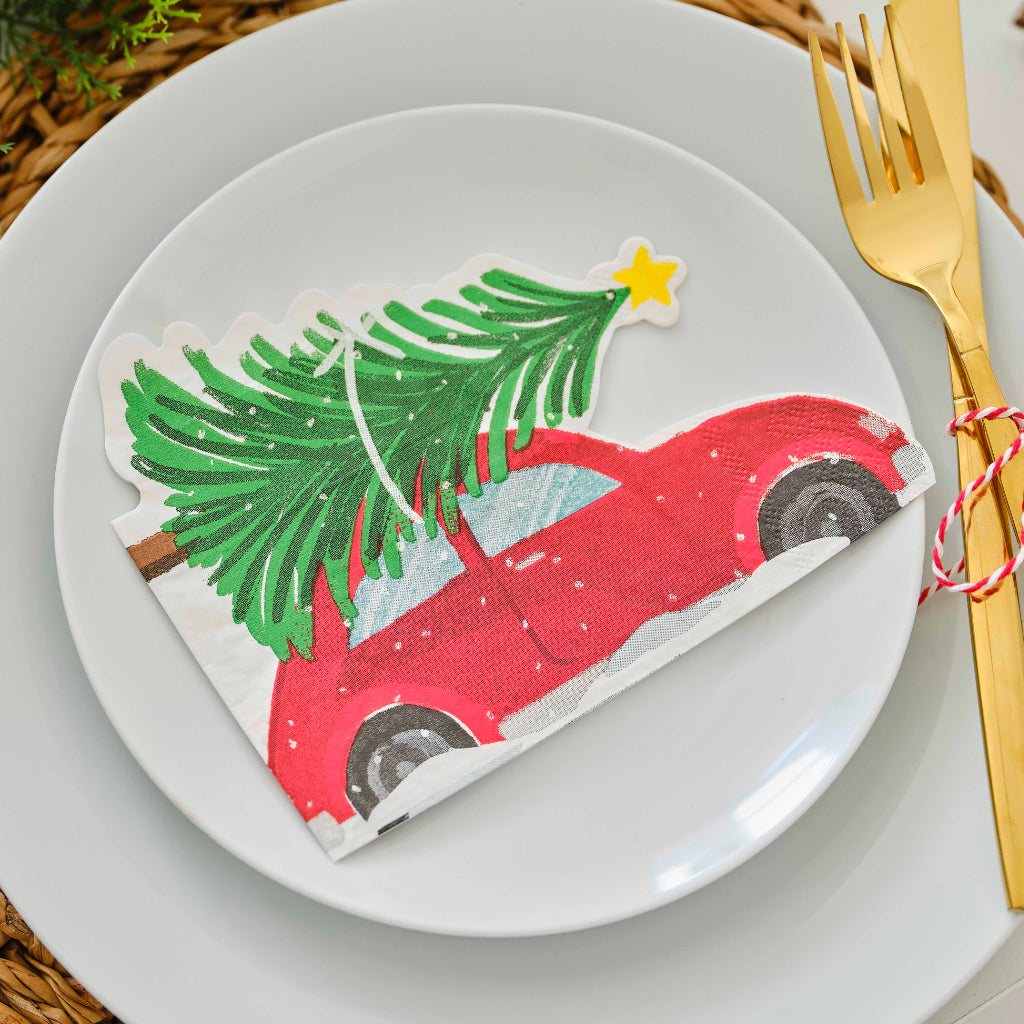 Christmas Car Napkins (x16)