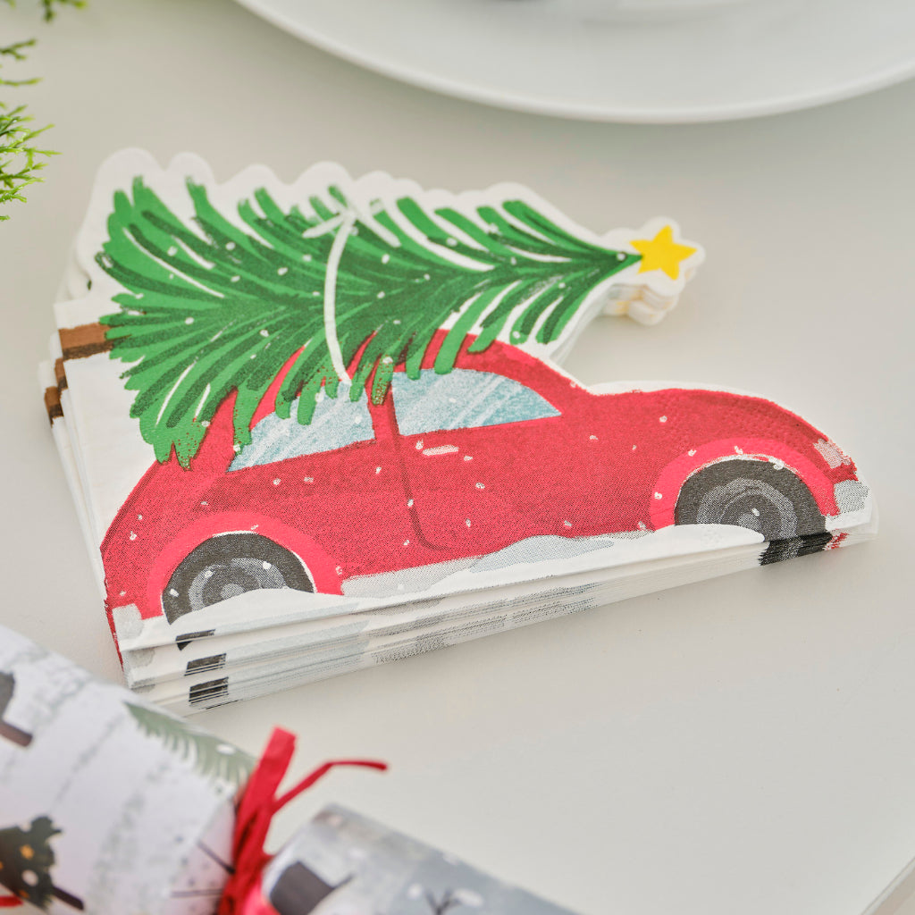 Christmas Car Napkins (x16)