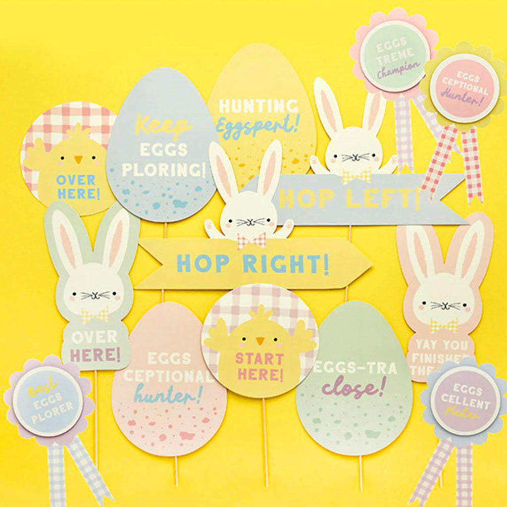 Easter Egg Hunt Signs & Rosettes Kit