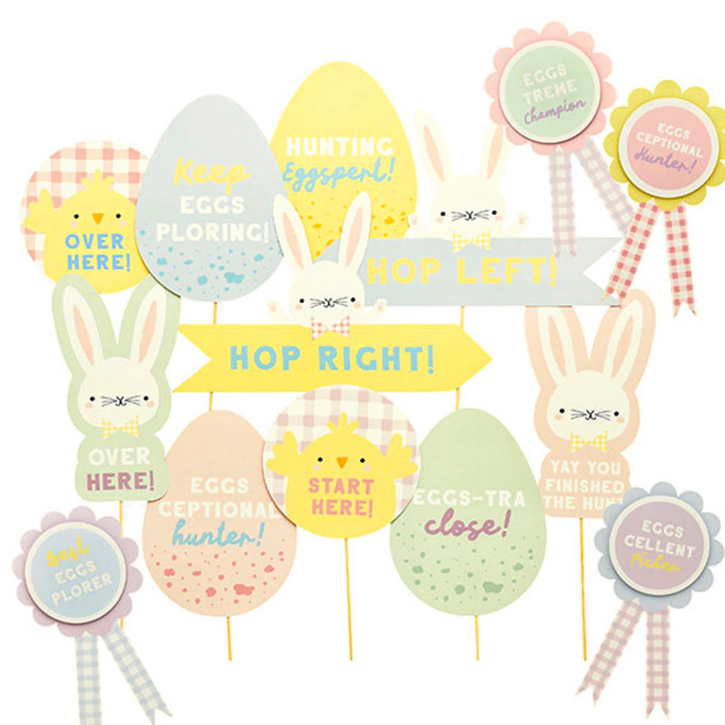 Easter Egg Hunt Signs & Rosettes Kit