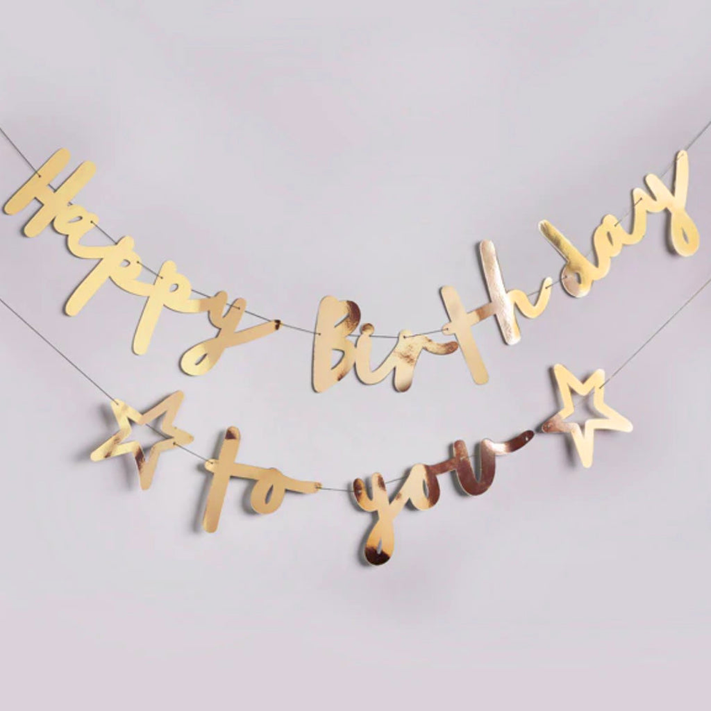 Rose Gold Happy Birthday To You Banner