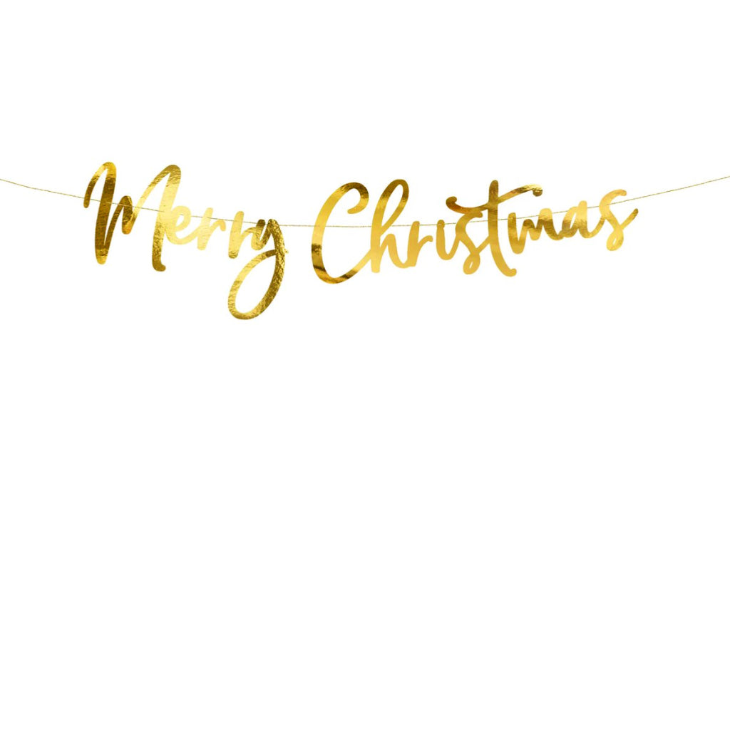 Gold Merry Christmas Banner