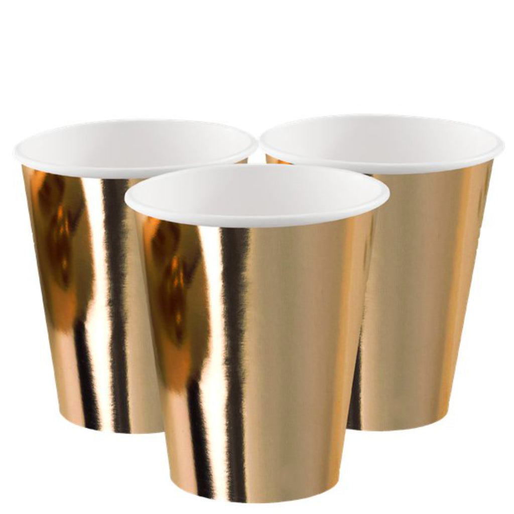 Metallic Gold Party Cups (x8)