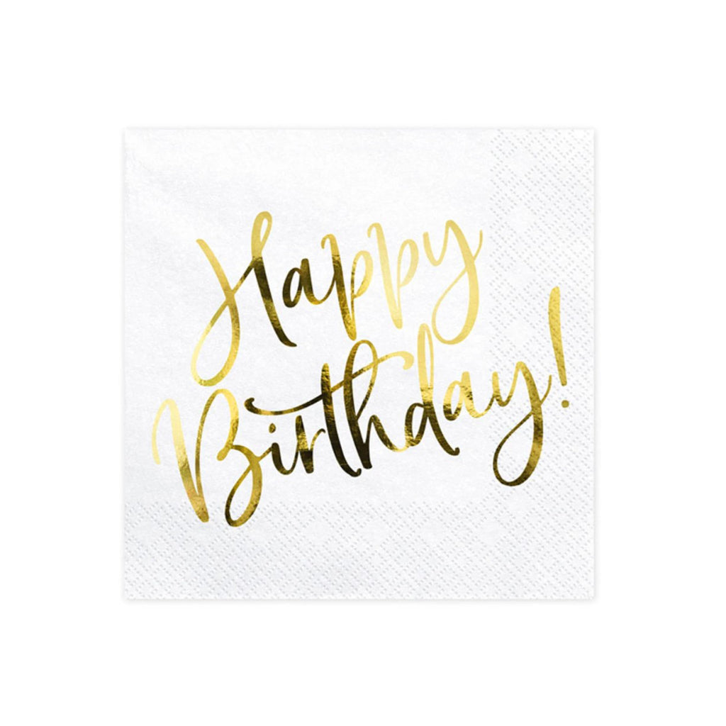 Gold Happy Birthday Napkins (x20)