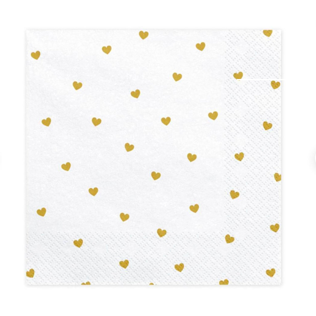 Gold Heart Paper Napkins (x20)