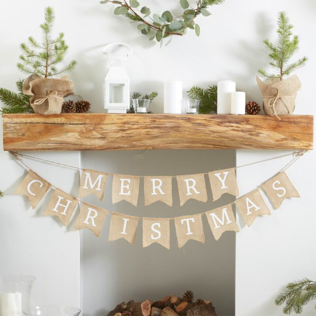 Merry Christmas Hessian Bunting