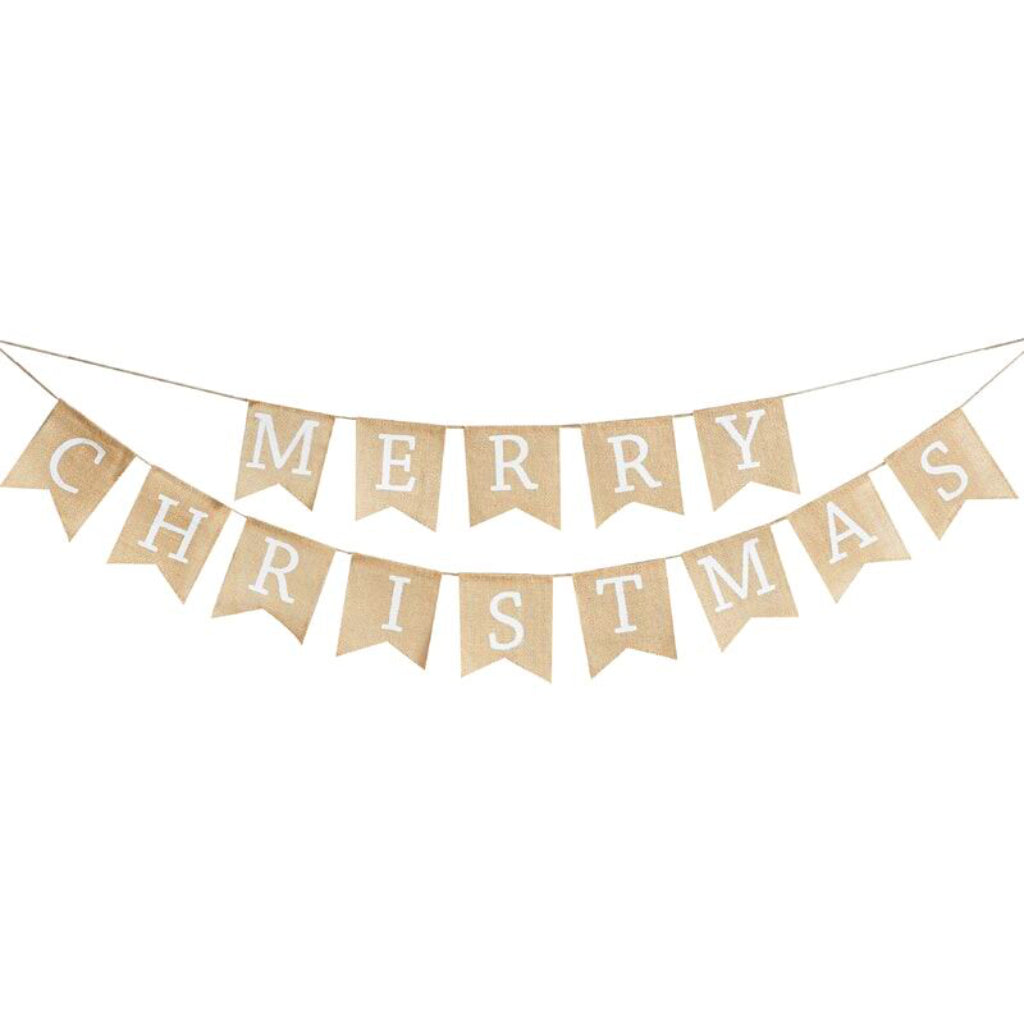 Merry Christmas Hessian Bunting