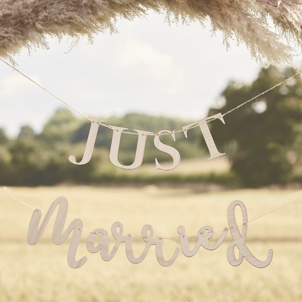 Just Married Wooden Wedding Bunting